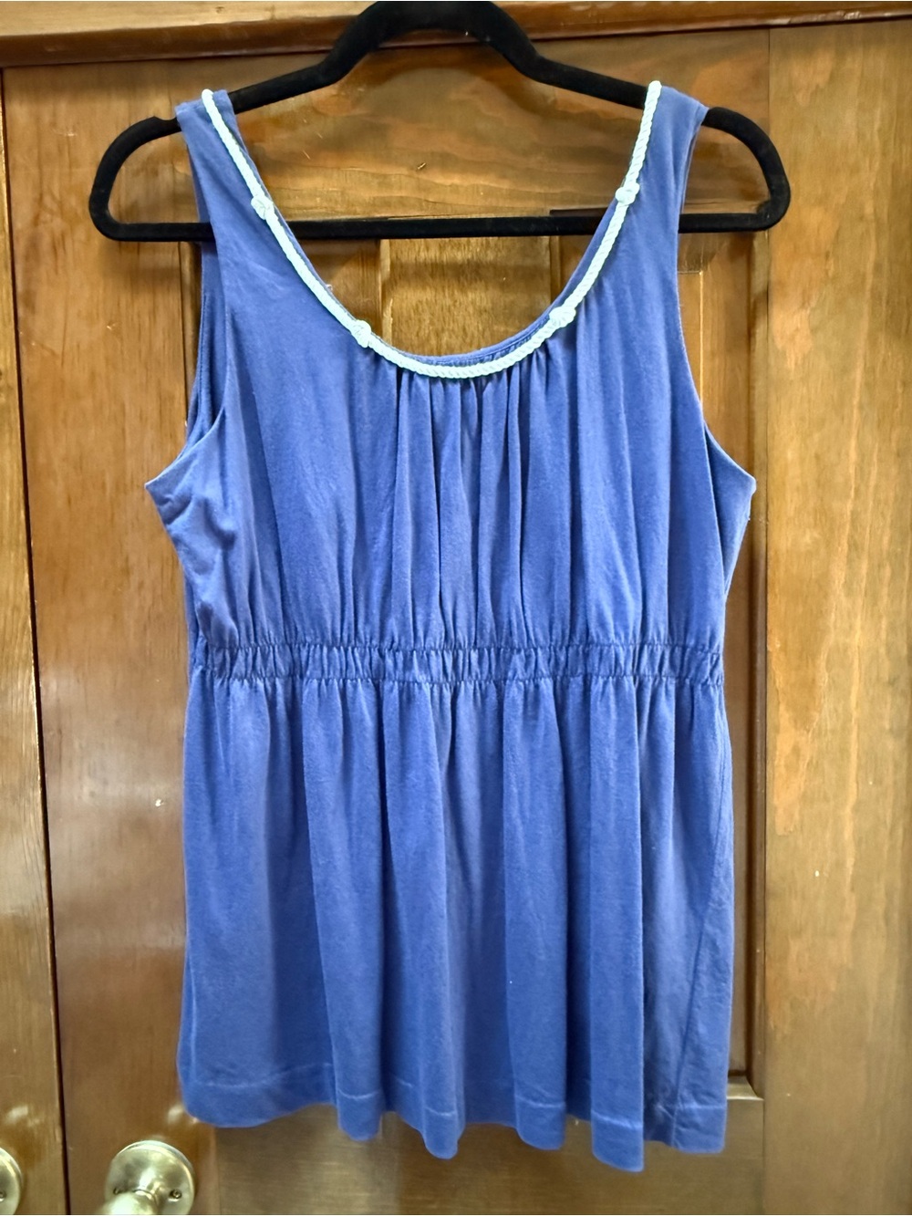 Lilly Pulitzer Navy Blue Cotton Empire Waist Tank Top w/ White Rope Trim - Picture 5 of 5